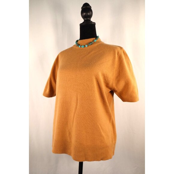 Vintage 90" Sag Harbor top Women's‎ petite Medium Camel Mock Neck Short Sleeve - Picture 4 of 14